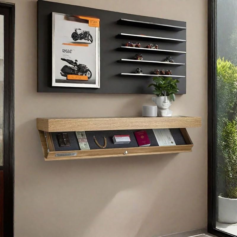 Amazon.co.jp: 隠し棚、壁掛け収納、ウォールシェルフ、木製隠し棚